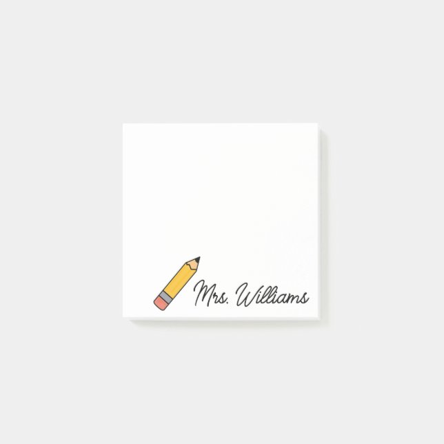 Personalized Cute Crayon Teacher Back to School  Post-it Block (Framsida)