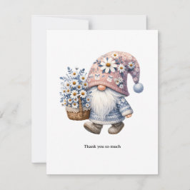 Personalized Cute Daisy Flower Gnome Thank you  Anteckningskort