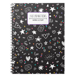 Personalized Cute Doodle Notebook with Name Anteckningsbok