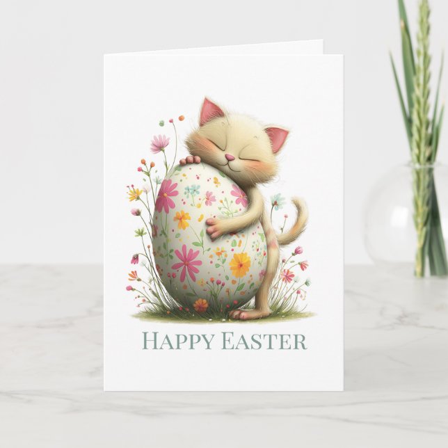 Personalized Cute Easter Kitten Folded Card Kort (Framsida)