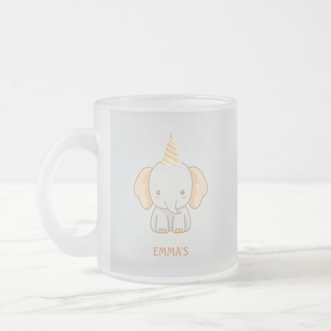 Personalized Cute Elephant Kids Name Frostad Glasmugg (Vänster)