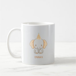 Personalized Cute Elephant Kids Name Kaffemugg