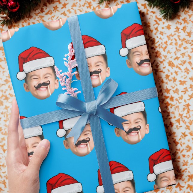 Personalized Cute Family Face Santa Hat Photo Xmas Presentpapper (Skapare uppladdad)