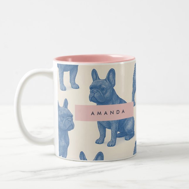 Personalized Cute French Bulldog Två-Tonad Mugg (Vänster)