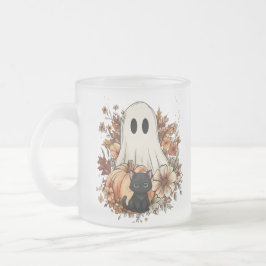 Personalized Cute Ghost and Black Cat Autumn Mug Frostad Glasmugg