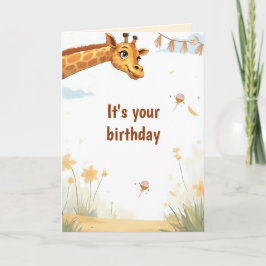 Personalized Cute Giraffe Birthday Card Kort