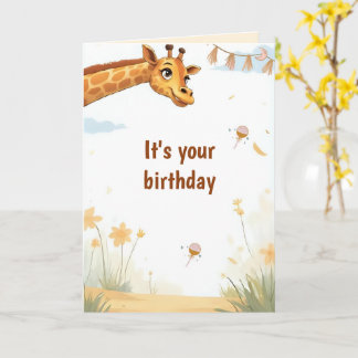 Personalized Cute Giraffe Birthday Card Kort