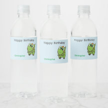 Personalized cute green dinosaurs blue birthday