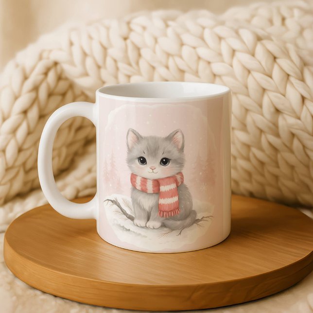 Personalized Cute Kitten Winter Mug Kaffemugg (Skapare uppladdad)