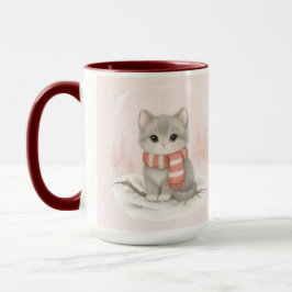 Personalized Cute Kitten Winter Mug Mugg