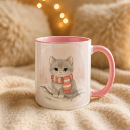 Personalized Cute Kitten Winter Mug Mugg