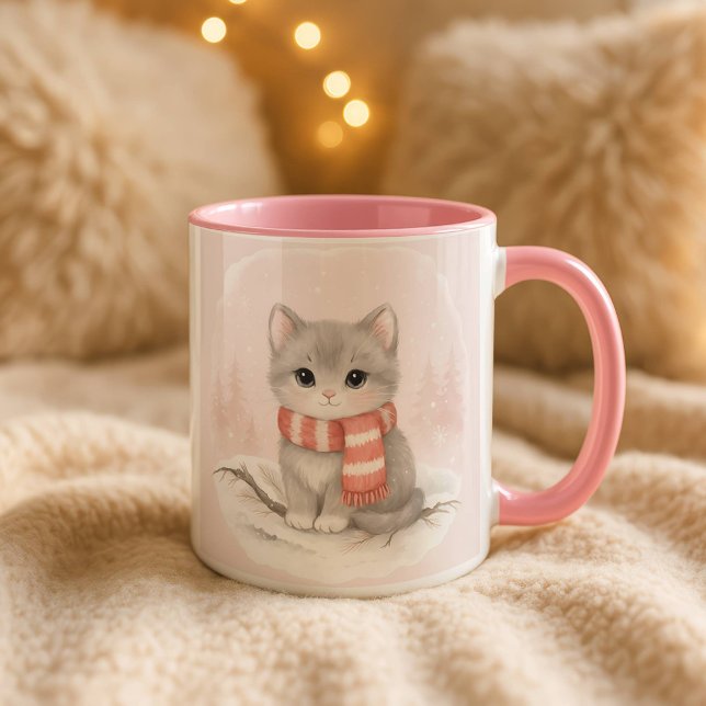 Personalized Cute Kitten Winter Mug Mugg (Skapare uppladdad)