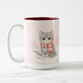 Personalized Cute Kitten Winter Mug Två-Tonad Mugg