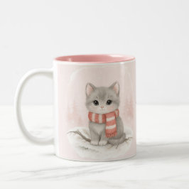 Personalized Cute Kitten Winter Mug Två-Tonad Mugg