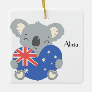 Personalized Cute Koala Australian Christmas Julgransprydnad Keramik