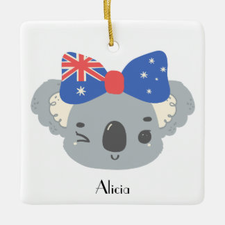 Personalized Cute Koala Australian Christmas Julgransprydnad Keramik