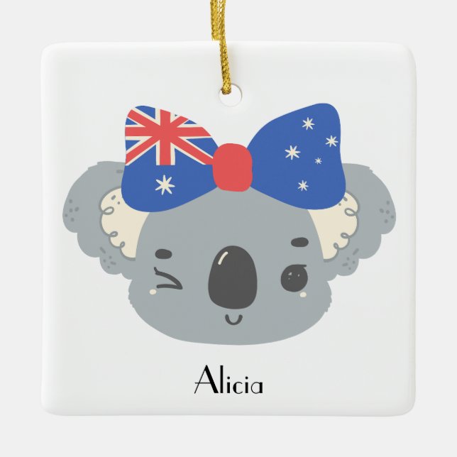 Personalized Cute Koala Baby's 1st Christmas Julgransprydnad Keramik (Framsida)
