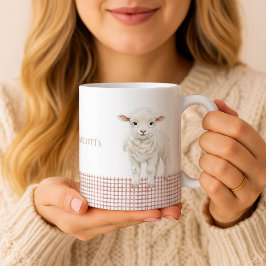 Personalized Cute Lamb Baby Sheep Name Mug Kaffemugg