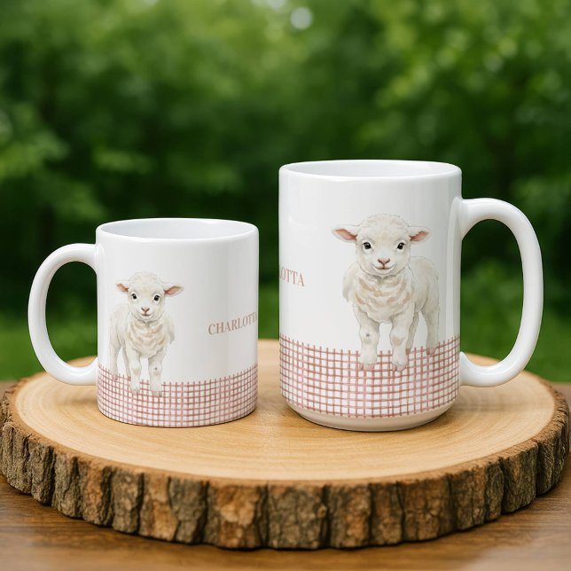 Personalized Cute Lamb Baby Sheep Name Mug Kaffemugg (Skapare uppladdad)