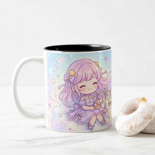 Personalized Cute Libra Zodiac Mug Två-Tonad Mugg (Med munk)
