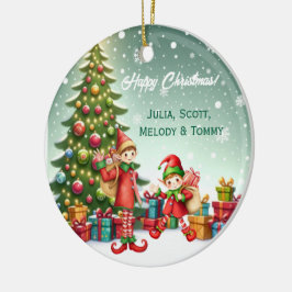 Personalized Cute Little Elf Christmas Photo Julgransprydnad Keramik