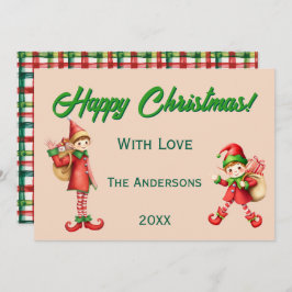 Personalized Cute Little Elf Christmas Photo Julkort