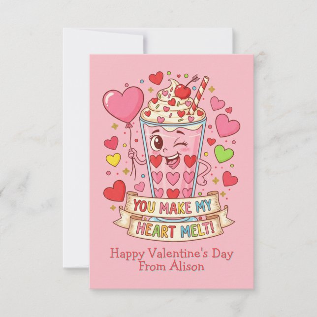 Personalized Cute Milkshake Classroom Valentine (Framsida)