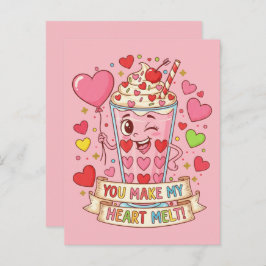 Personalized Cute Milkshake Classroom Valentine Vykort