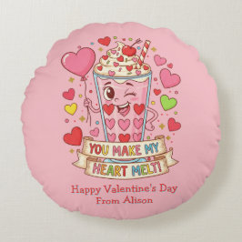 Personalized Cute Milkshake Valentine Rund Kudde