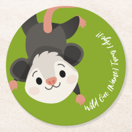 Personalized Cute Opossum Woodland Birthday Underlägg Papper Rund