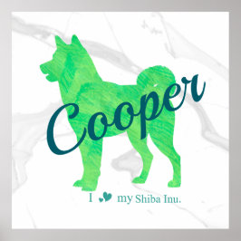 Personalized Cute Pastel Green Shiba Inu - Dog Poster