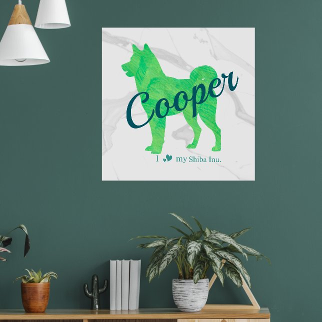 Personalized Cute Pastel Green Shiba Inu - Dog Poster (Vardagsrum 1)