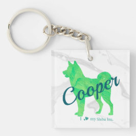 Personalized Cute Pastel Green Shiba Inu Keychain