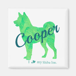 Personalized Cute Pastel Green Shiba Inu Magnet