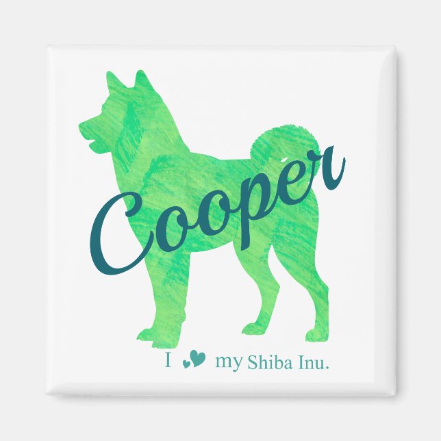 Personalized Cute Pastel Green Shiba Inu Magnet (Framsidan)