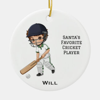 Personalized Cute Personalized Cricket Player Julgransprydnad Keramik