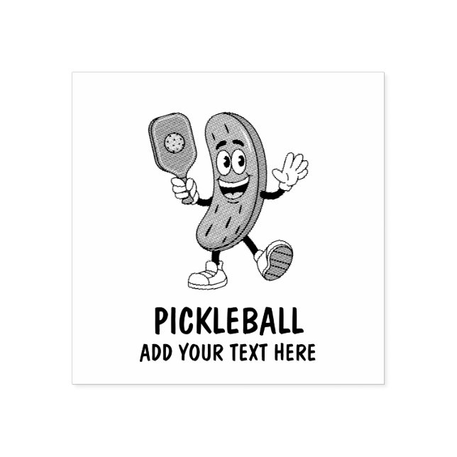 Personalized Cute Pickle Playing Pickleball Funny Stämpel (Tryck)