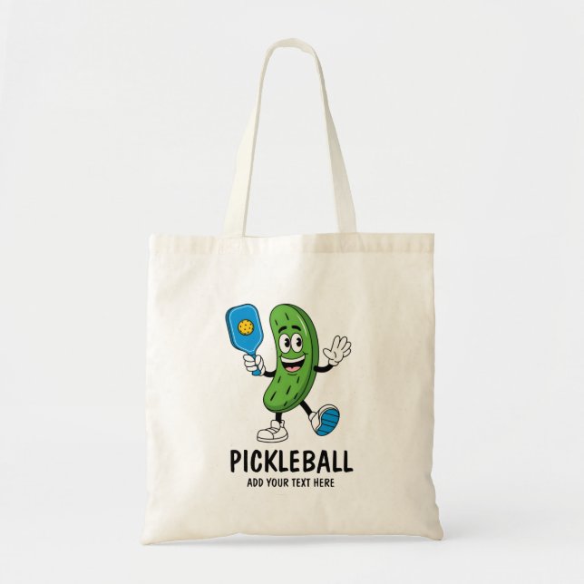Personalized Cute Pickle Playing Pickleball Funny Tygkasse (Framsidan)