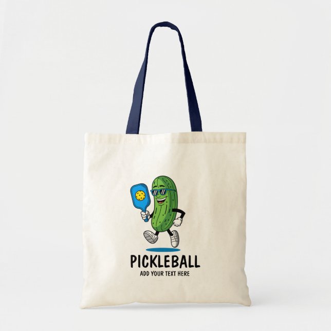 Personalized Cute Pickle Playing Pickleball Funny Tygkasse (Framsidan)