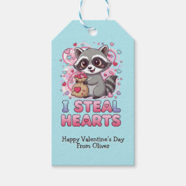 Personalized Cute Raccoon Classroom Valentine Presentetikett