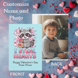 Personalized Cute Raccoon Valentine Julkort