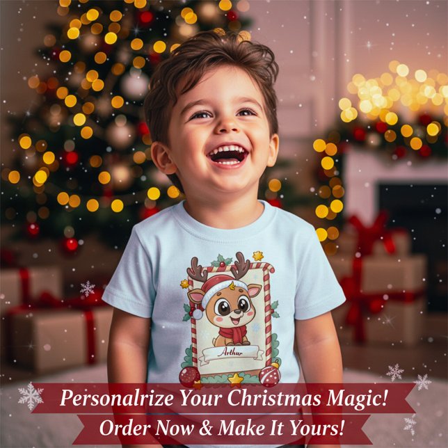 Personalized Cute Reindeer Christmas Toddler T-Shi T Shirt (Personalized Cute Reindeer Christmas Toddler T-Shirt)