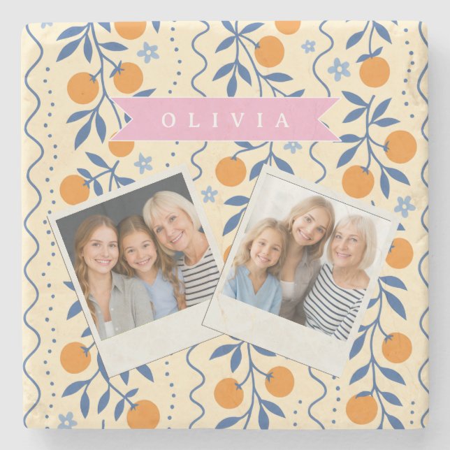 Personalized cute retro citrus folk pattern stenunderlägg (Framsidan)