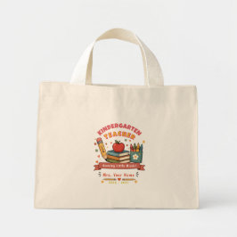 Personalized Cute Retro Kindergarten Teacher Gift Mini Tygkasse