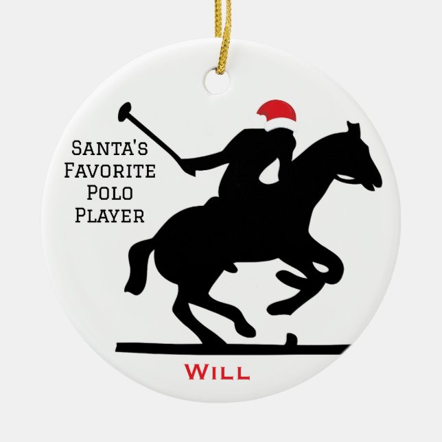 Personalized Cute Santa's Favorite Horse Polo  Julgransprydnad Keramik (Framsidan)