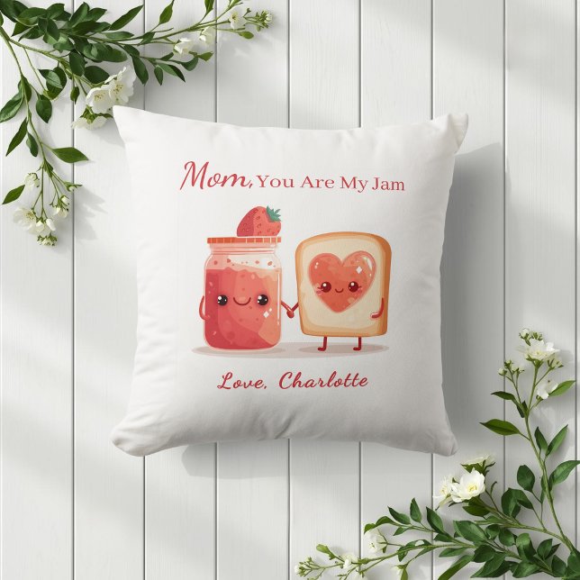 Personalized Cute Strawberry Jam Mothers Day Gift Kudde (Skapare uppladdad)
