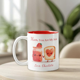Personalized Cute Strawberry Jam Mothers Day Gift  Två-Tonad Mugg