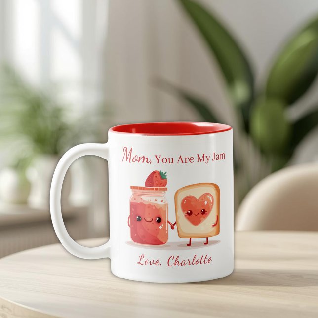 Personalized Cute Strawberry Jam Mothers Day Gift  Två-Tonad Mugg (Skapare uppladdad)