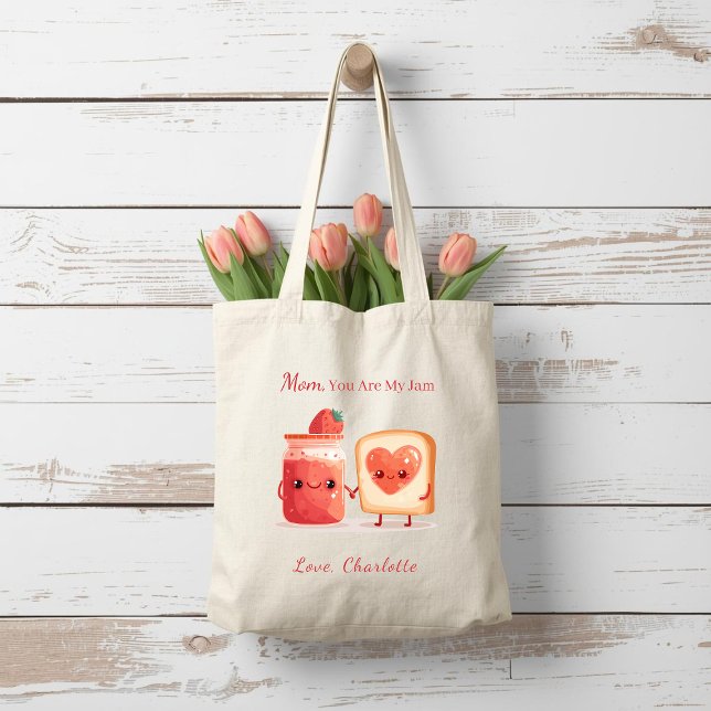 Personalized Cute Strawberry Jam Mothers Day Gift Tygkasse (Skapare uppladdad)