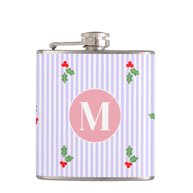 Personalized Cute Striped Holiday Christmas Holly  Fickplunta (Framsidan)